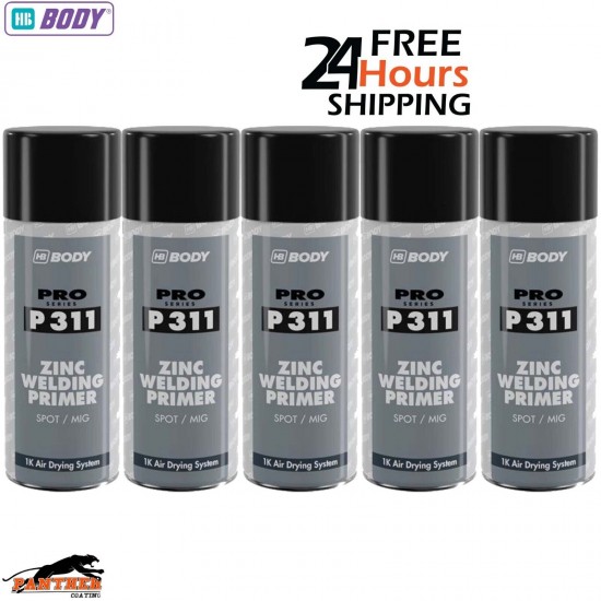 5 X HB BODY P311 ZINC WELD THROUGH PRIMER AEROSOL 400ML - BLACK