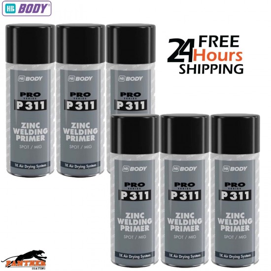 6 X HB BODY P311 ZINC WELD THROUGH PRIMER AEROSOL 400ML - BLACK
