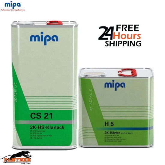 MIPA CS21 2K HS CLEAR COAT LACQUER + H5 2.5L FAST HARDENER 7.5L KIT AIR DRY