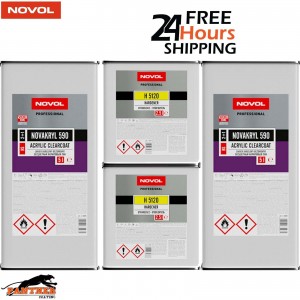 2X NOVOL NOVAKRYL 590 LACQUER + H5120 FAST HARDENER 7.5L KIT NEXT DAY DELIVERY