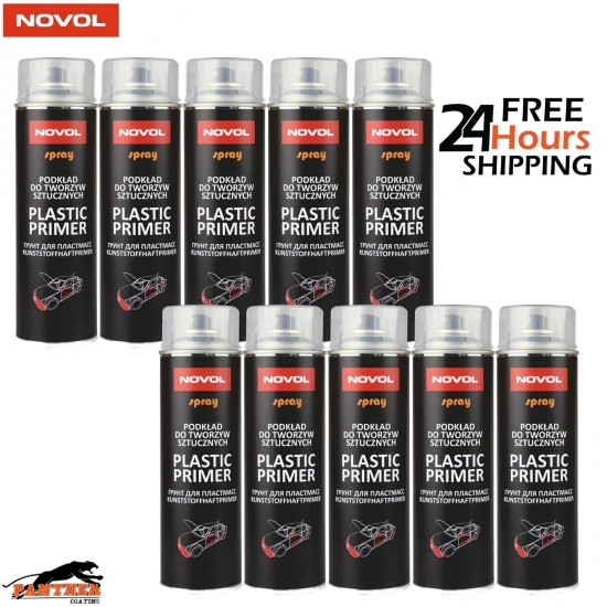 10x NOVOL PLASTIC PRIMER AEROSOL BUMPER ADHESION PROMOTER 500ML
