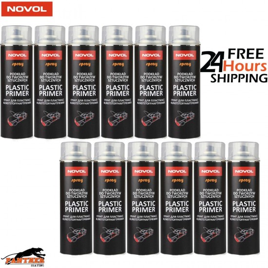 12x NOVOL PLASTIC PRIMER AEROSOL BUMPER ADHESION PROMOTER 500ML