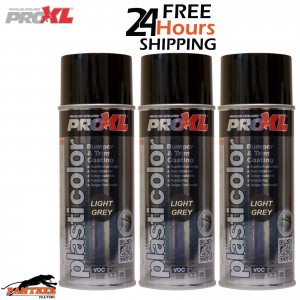 3 X PRO XL PRO PLASTICOLOR BUMPER TRIM PAINT AEROSOL 400ML - PC5LG LIGHT GREY