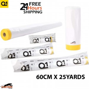 Q1 Masking Tape Drop Film 60CM X 25YARDS Painting Cover Sheet Pull Down Roll Smart Repair 25yds