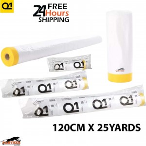 Q1 Masking Tape Drop Film 120M X 25YARDS Painting Cover Sheet Pull Down Roll Smart Repair 25yds