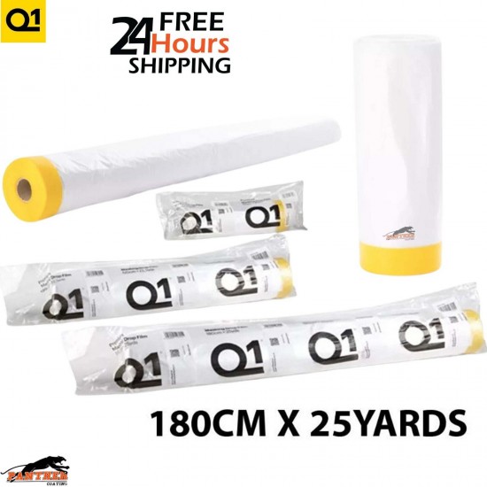 Q1 Masking Tape Drop Film 180cm X 25yard Painting Cover Sheet Pull Down Roll Smart Repair 25yds