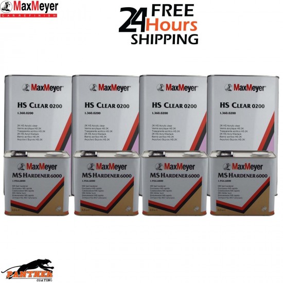 4x Max Meyer HS Clear Coat 2k Lacquer 0200 + MS Hardener 6000 -4X 7. 5Litre kit
