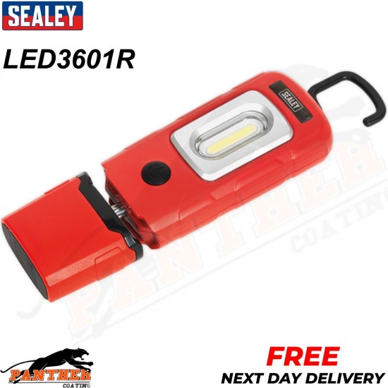 Sealey LED3601R Rechargeable 360° Inspection Lamp 3W COB+1W LED Torch