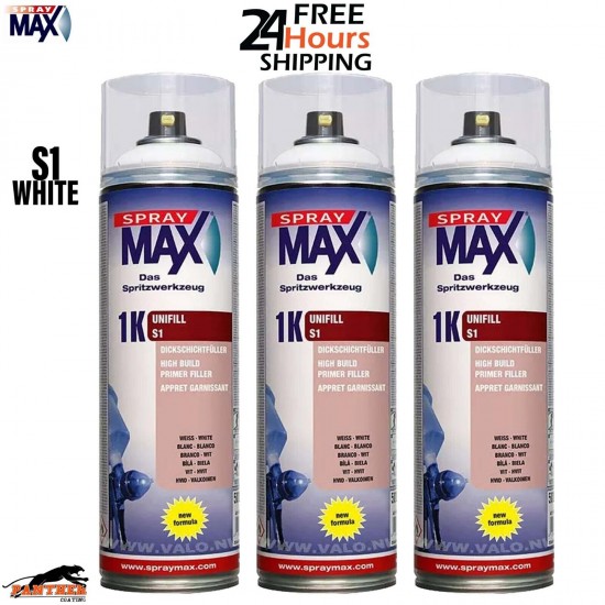 3X SPRAYMAX 680420 1K UNIFILL PRIMER AEROSOL 500ML - S1 WHITE