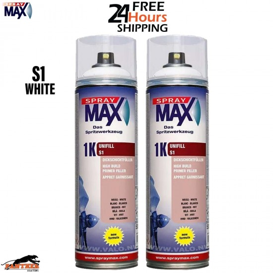 2X SPRAYMAX 680420 1K UNIFILL PRIMER AEROSOL 500ML - S1 WHITE