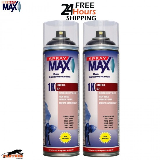 2‌X SPRAYMAX 680424 1K UNIFILL PRIMER S7 BLACK AEROSOL (500ML) S7 black