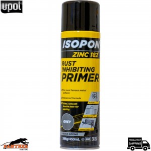 U-POL ISOPON ZINC 182 ANTI RUST PRIMER AEROSOLE SPRAY INHIBITING RUST 450ML