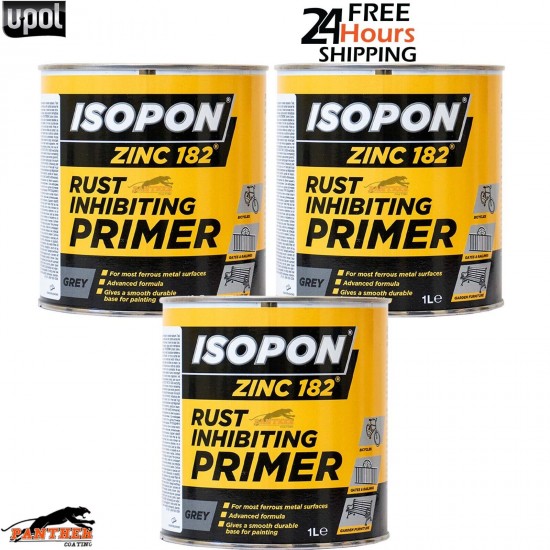3X U-POL DAVIDS ISOPON ZINC 182 Rust Inhibiting Primer 1k 1L Z182/1 UPOL
