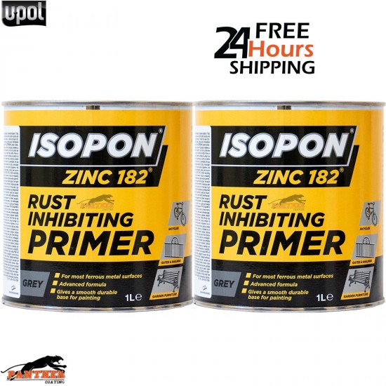 2X U-POL DAVIDS ISOPON ZINC 182 Rust Inhibiting Primer 1k 1L Z182/1 UPOL