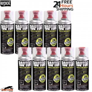 10 X UPOL RAPTOR 2K TOUGH BED LINER U-POL PROTECTOR 400ML AEROSOL - BLACK