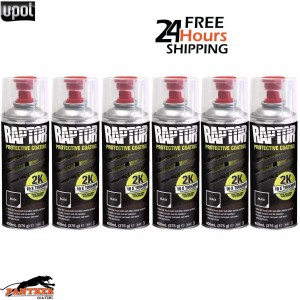 6 X UPOL RAPTOR 2K TOUGH BED LINER U-POL PROTECTOR 400ML AEROSOL - BLACK