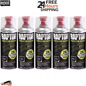 5 X UPOL RAPTOR 2K TOUGH BED LINER U-POL PROTECTOR 400ML AEROSOL - BLACK