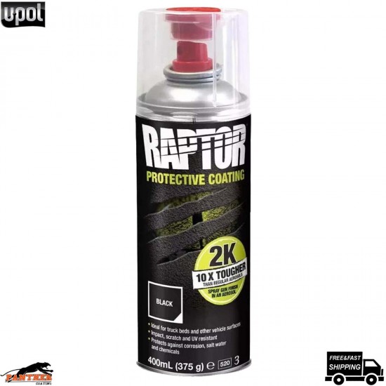 UPOL RAPTOR 2K TOUGH BED LINER U-POL PROTECTOR 400ML AEROSOL - BLACK