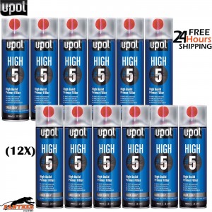 12x UPOL HIGH 5 HIGH BUILD PRIMER AEROSOL U-POL - DARK GREY