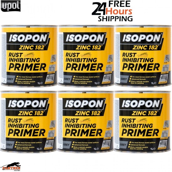 6X U-POL DAVIDS ISOPON ZINC 182 Rust Inhibiting Primer 1k 1L Z182/1 UPOL
