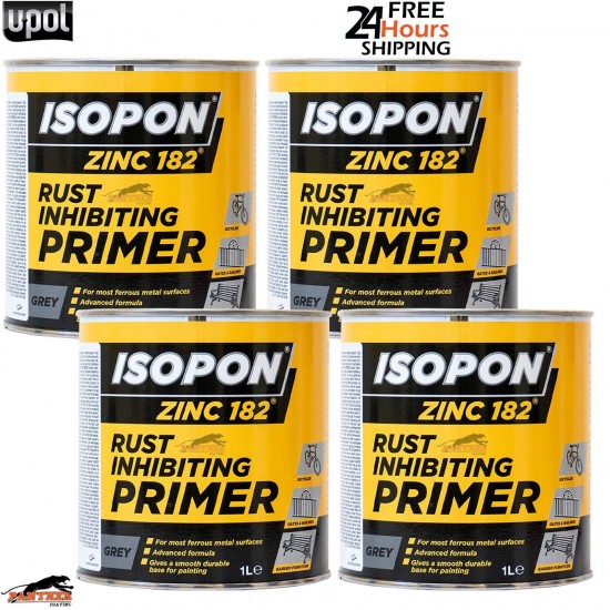 4X U-POL DAVIDS ISOPON ZINC 182 Rust Inhibiting Primer 1k 1L Z182/1 UPOL