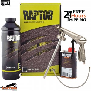 UPOL Raptor BLACK Truck Bed Liner 1 Bottle 0.95L Kit U-POL + Applicator Gun