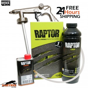 UPOL Raptor TINTABLE Truck Bed Liner 1 Bottle 0.95L Kit U-POL + Applicator Gun