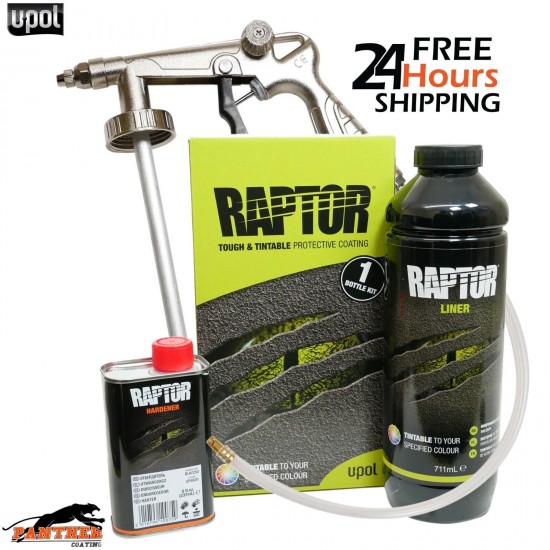 UPOL Raptor TINTABLE Truck Bed Liner 1 Bottle 0.95L Kit U-POL + Applicator Gun