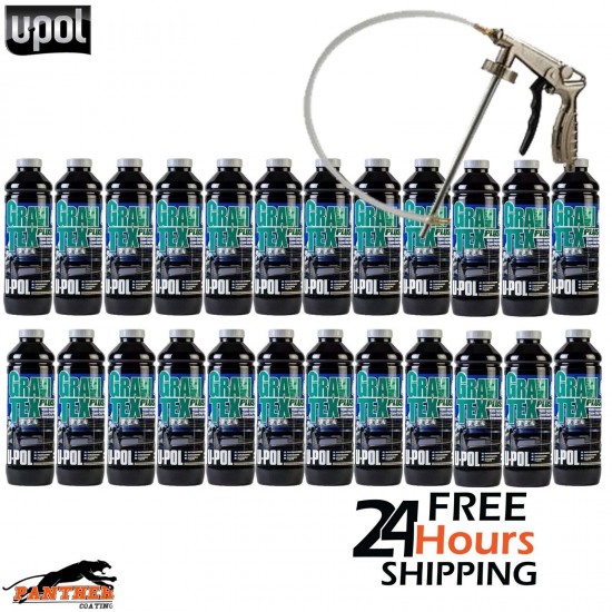 24X U-POL GRAVITEX PLUS HS STONE CHIP COATING UPOL, PROTECTER 1L WITH GUN -GREY