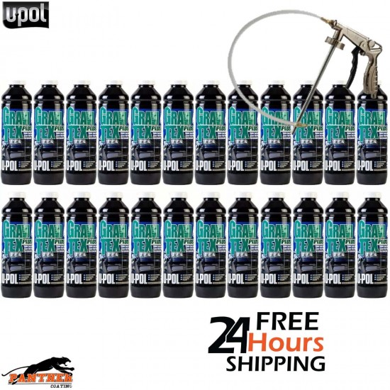 24X U-POL GRAVITEX PLUS HS STONE CHIP COATING PROTECTER 1L WHITE WITH GUN