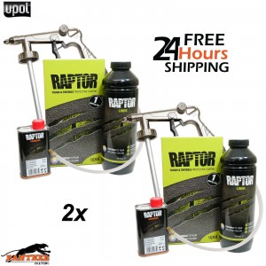 2X UPOL Raptor TINTABLE Truck Bed Liner 1 Bottle 0.95L Kit UPOL + Applicator Gun