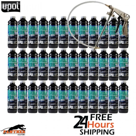 36X U-POL GRAVITEX PLUS HS STONE CHIP COATING UPOL, PROTECTER 1L WITH GUN -GREY