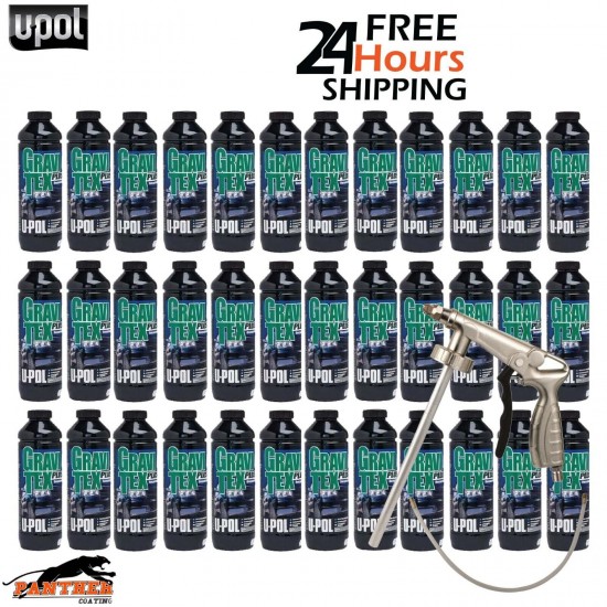 36 X U-POL GRAVITEX PLUS HS STONE CHIP COATING PROTECTER 1L BLACK +UNDERBODY GUN