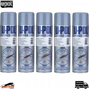 5 x U-POL Power Can Grey Primer Filler 500ml Aerosol Spray Cans UPOL Powercan