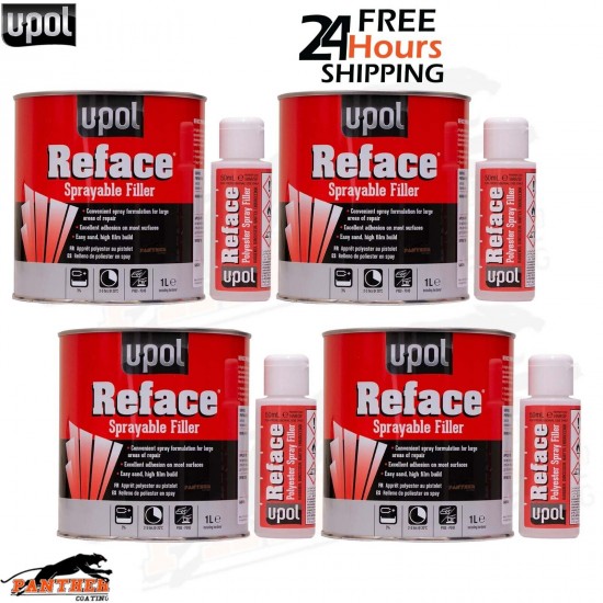 4X U-pol Reface Polyester Spray Filler 1 Litre with Hardener