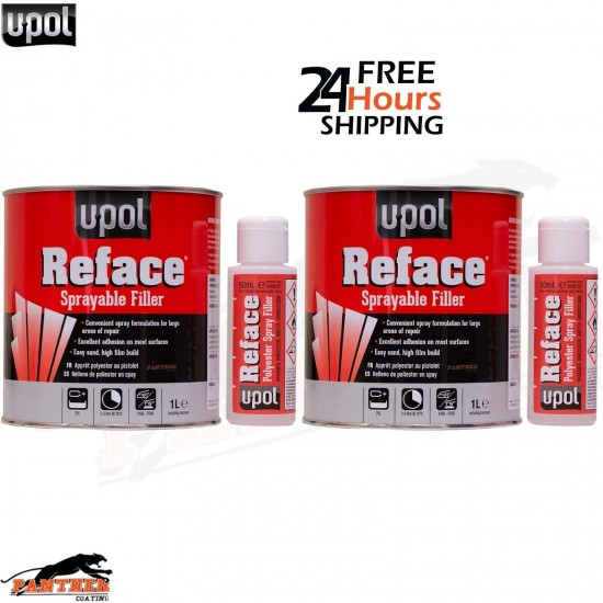 2X U-pol Reface Polyester Spray Filler 1 Litre with Hardener