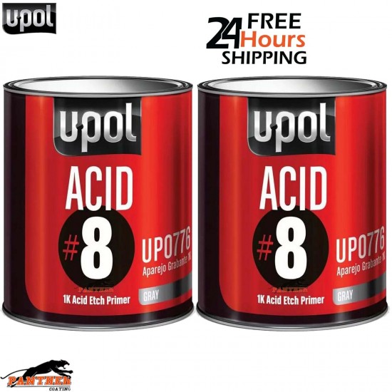 2X U-POL ACID 8 SELF ETCH 1K PRIMER GREY 1LTR - FREE NEXT DAY DELIVERY