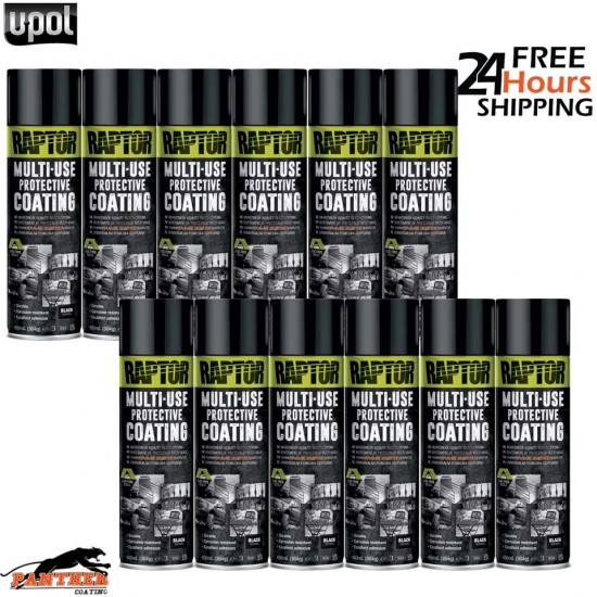 12X UPOL RAPTOR 1K MULTI-USE RMUB/AL PROTECTIVE COATING AEROSOL 450ML - BLACK