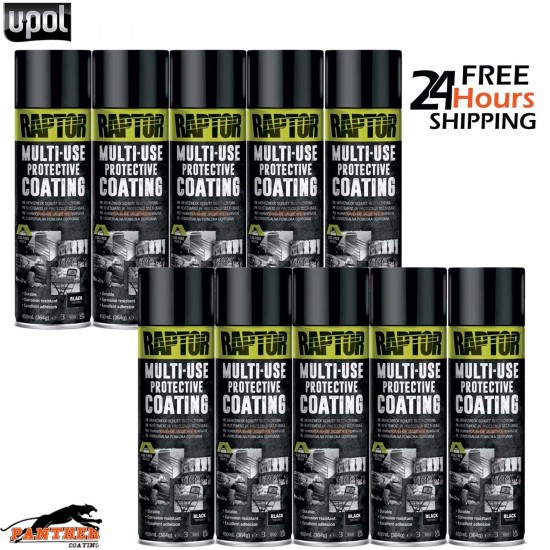 10X UPOL RAPTOR 1K MULTI-USE RMUB/AL PROTECTIVE COATING AEROSOL 450ML - BLACK