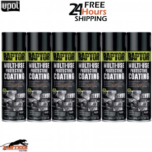6X UPOL RAPTOR 1K MULTI-USE RMUB/AL PROTECTIVE COATING AEROSOL 450ML - BLACK
