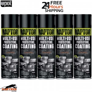 5X UPOL RAPTOR 1K MULTI-USE RMUB/AL PROTECTIVE COATING AEROSOL 450ML - BLACK