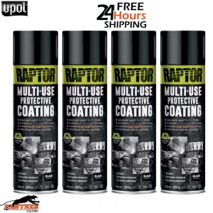 4X UPOL RAPTOR 1K MULTI-USE RMUB/AL PROTECTIVE COATING AEROSOL 450ML - BLACK