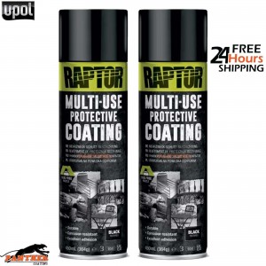 2X UPOL RAPTOR 1K MULTI-USE RMUB/AL PROTECTIVE COATING AEROSOL 450ML - BLACK