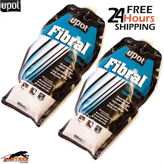 2X UPOL Fibral Glass Fibre Repair Filler Paste 880ml Bag Yellow - U-POL FIB/BL