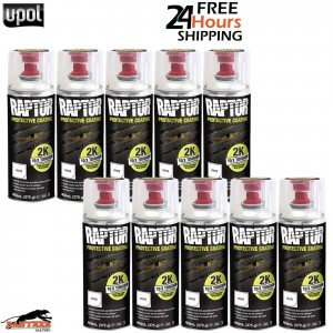 10X UPOL RAPTOR 2K TOUGH BED LINER U-POL PROTECTOR 400ML AEROSOL - WHITE