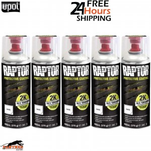 5X UPOL RAPTOR 2K TOUGH BED LINER U-POL PROTECTOR 400ML AEROSOL - WHITE