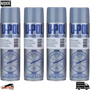4x U-Pol Etch Primer Spray Grey Power Can Direct to metal Anti-Corrosive 500ml