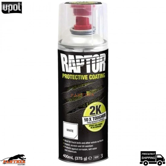1 X UPOL RAPTOR 2K TOUGH BED LINER U-POL PROTECTOR 400ML AEROSOL - WHITE