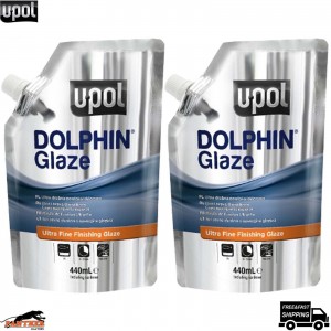 2x U-POL Dolphin Glaze 440ml Self Levelling Glazing Putty UPOL