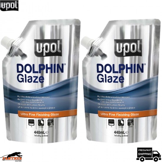 2x U-POL Dolphin Glaze 440ml Self Levelling Glazing Putty UPOL